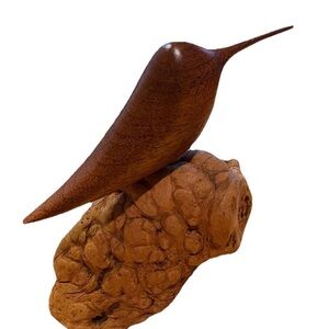 Hummingbird Handcrafted Walnut & Burl Wood Sculpture 3.5 inch Artist Bill Neely